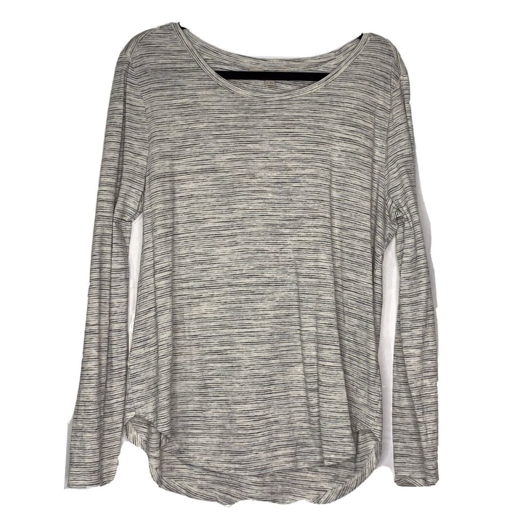 Loft Size XL White Black Gray Blue Stripes Boatneck Long Sleeve Tee